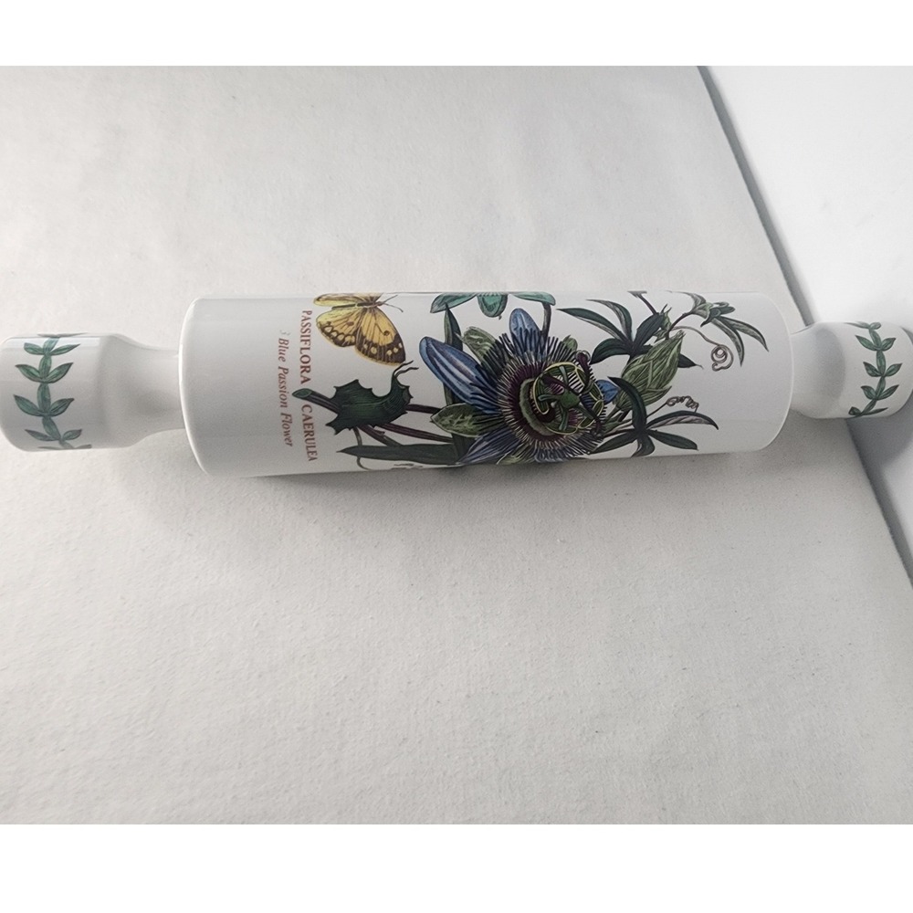Portmeirion Botanic Garden Passiflora Caerulea Ceramic Rolling Pin Blue Flower